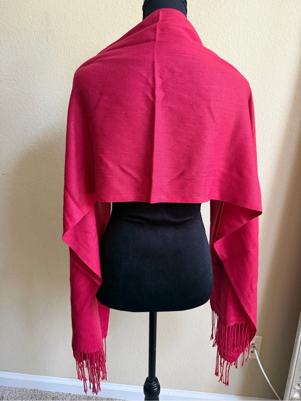 Women's Red Fringe Shawl Sweater Wrap